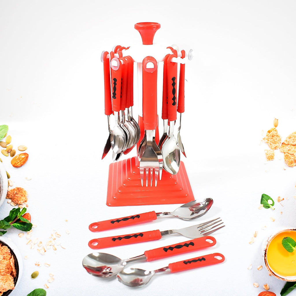 The complete dining cutlery set showcasing its modern and sturdy design.