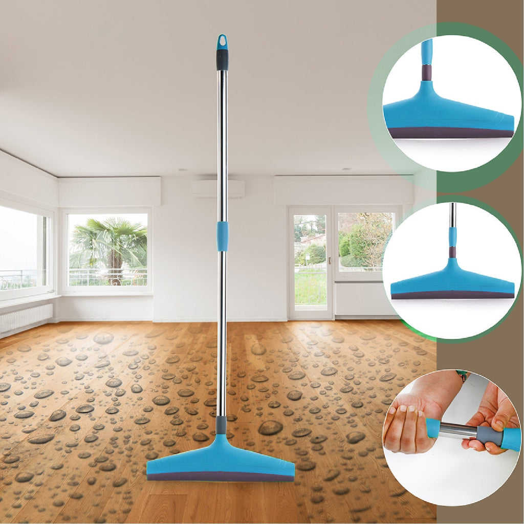 Adjustable floor wiper with stainless steel handle, ready for use.