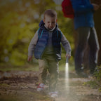 Front view of compact mini torch portable flashlight