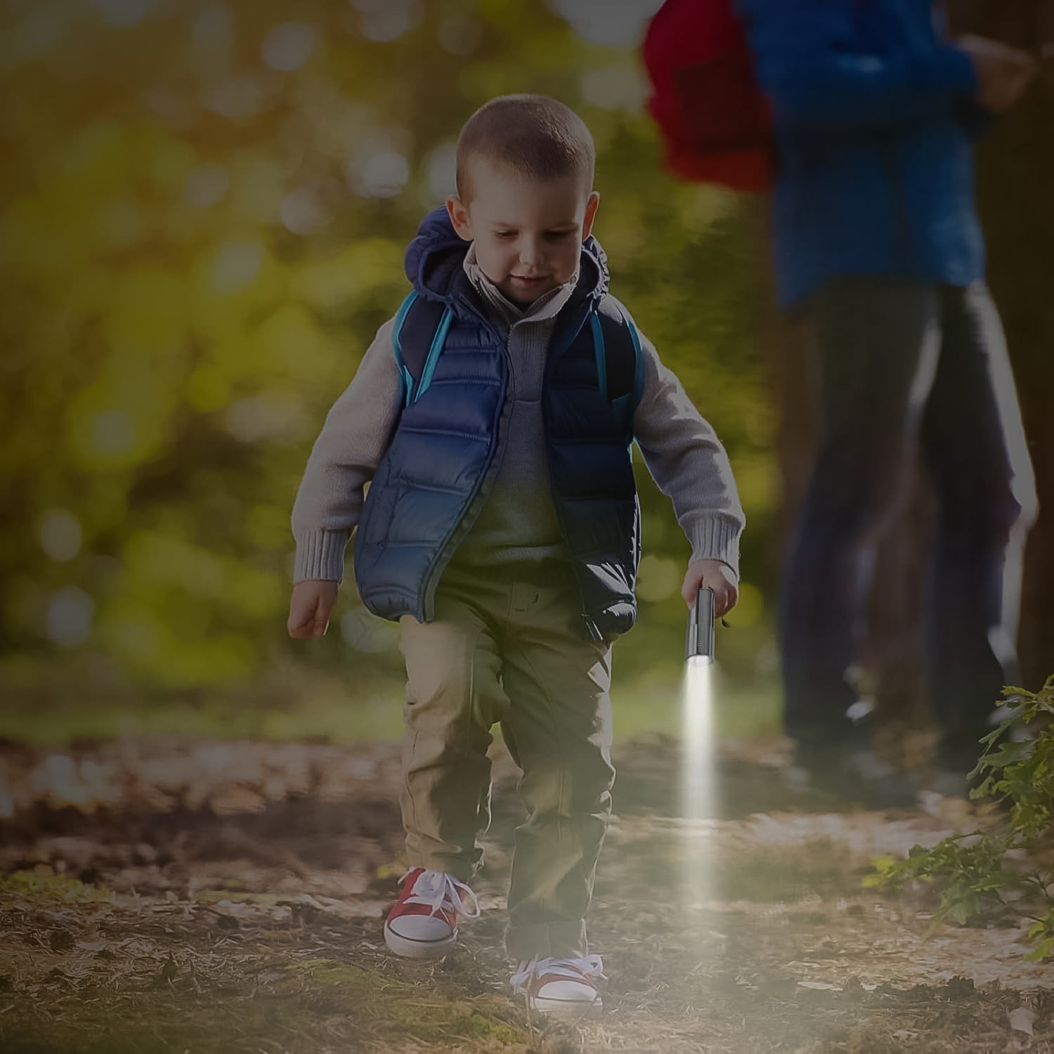 Front view of compact mini torch portable flashlight