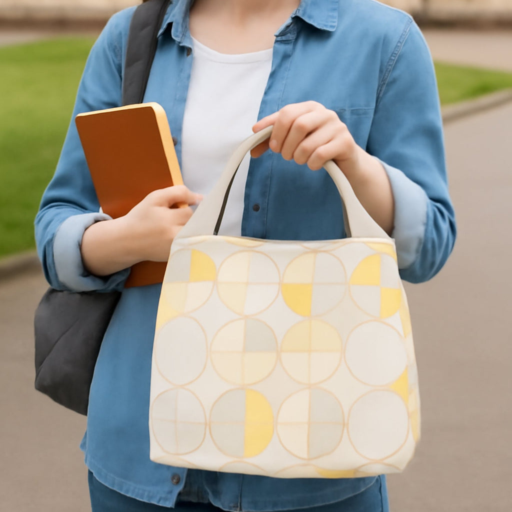 Side profile of the compact insulated lunch bag, perfect for daily use.