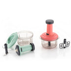 Compact push chopper with 800ml capacity, ideal for chopping fruits and herbs.