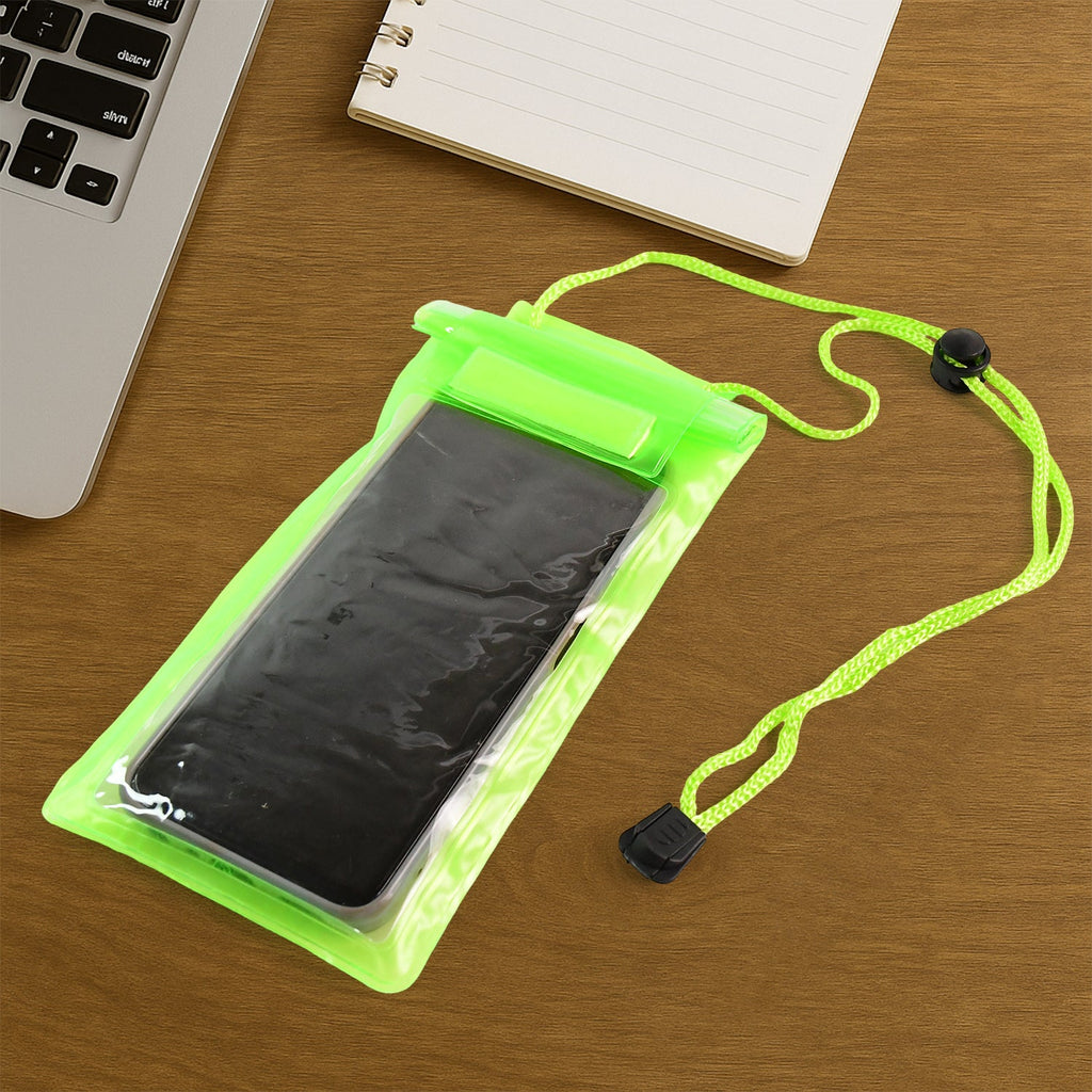 Secure lock on the waterproof mobile pouch ensuring a tight seal against water.