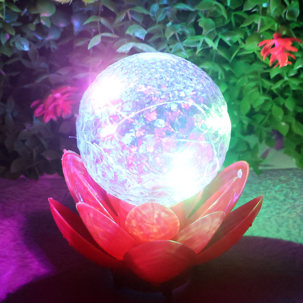 Portable lotus shaped decorative night lamp with color changing LEDs