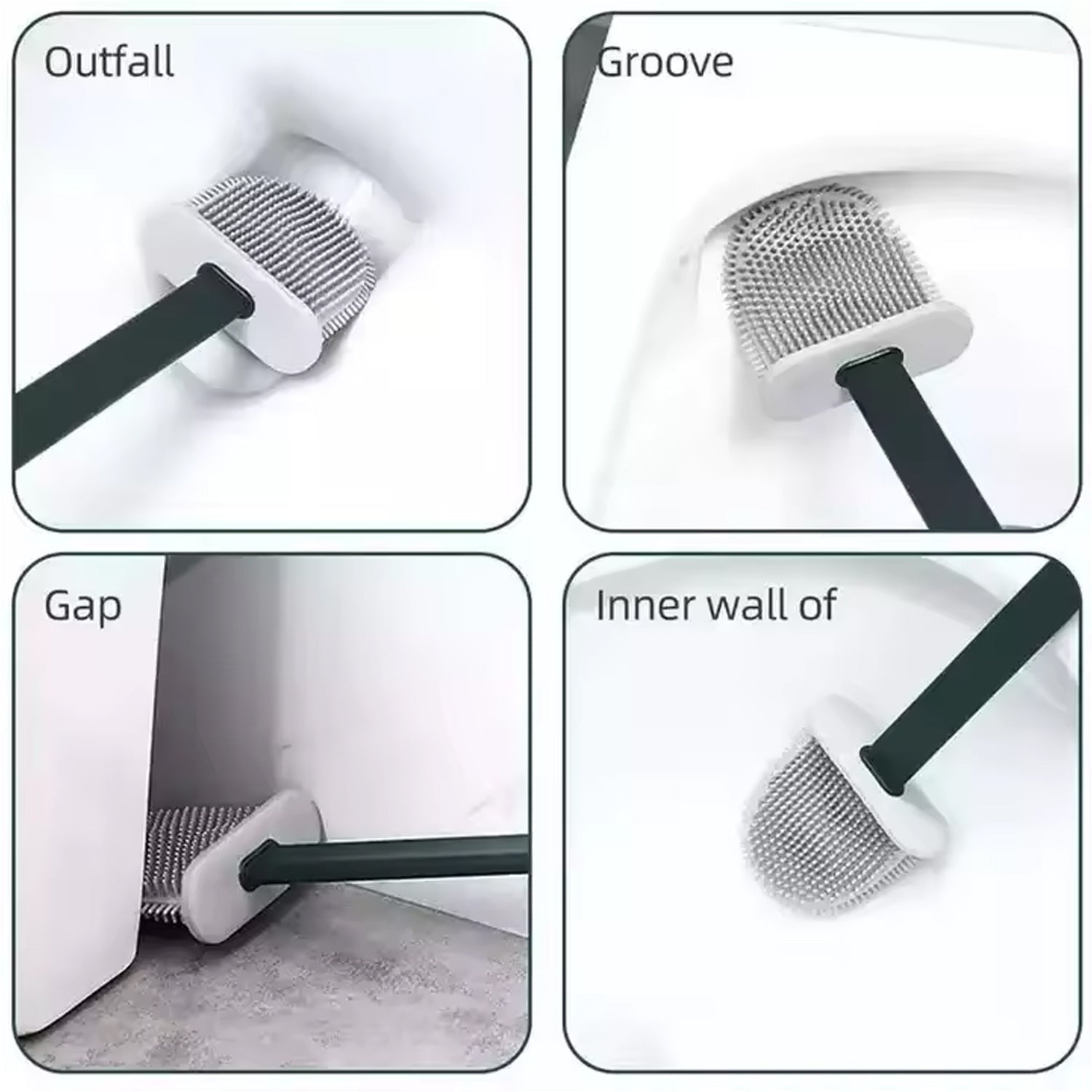 Anti-drip toilet brush holder with a hollow drain design for quick drying.