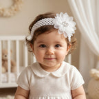 Cute baby headband with floral and crown design