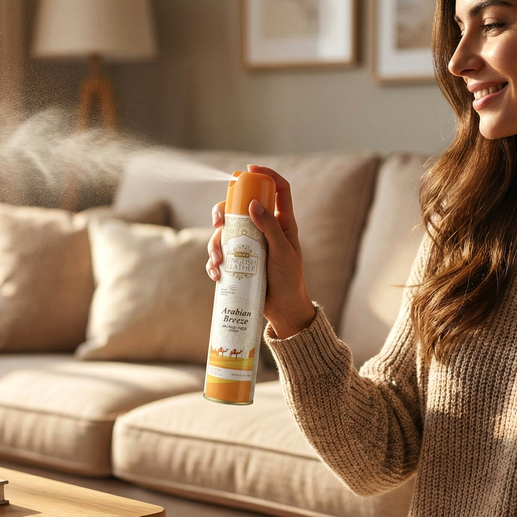 Arabic Breeze fragrance room spray bottle for freshening indoor spaces.