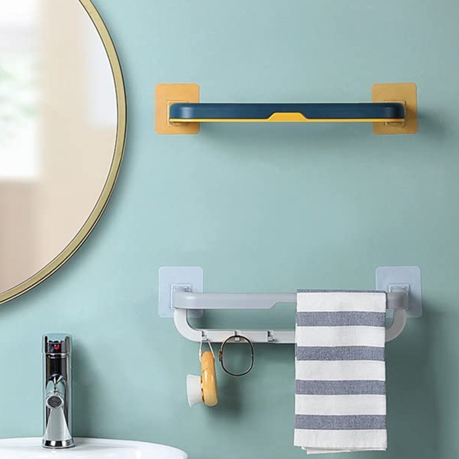 Sleek wall mounted towel holder showcasing its minimalist design and matte finish.