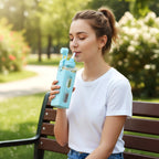 Plastic water bottle with flip top sip lid for easy drinking