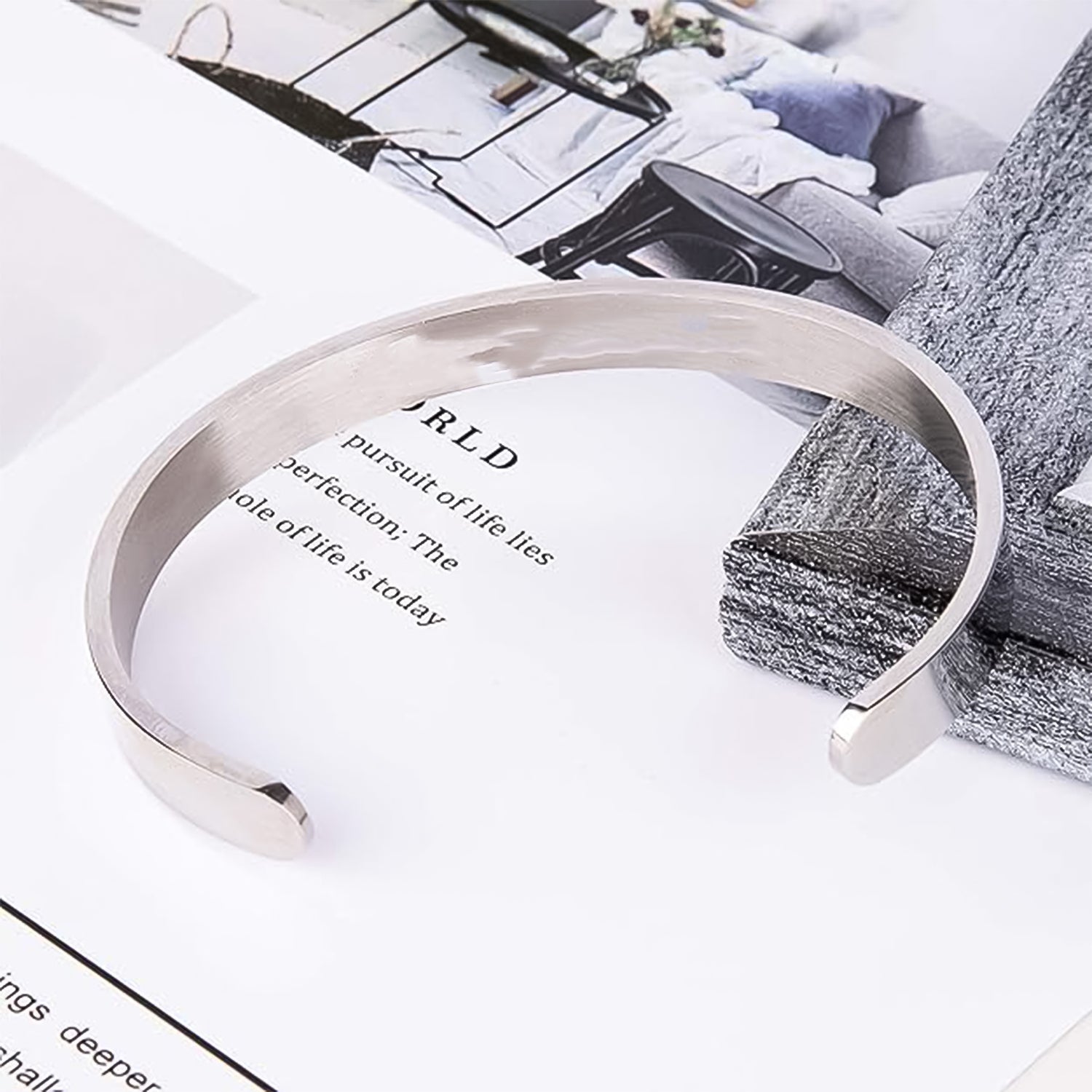 Sleek silver open-ended stainless steel kada for men and women