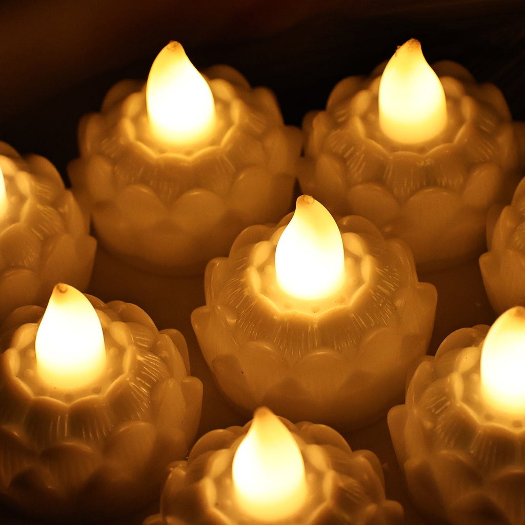 Battery operated flameless lotus tealight candle for safe home decoration