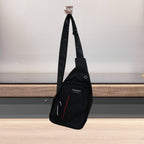 Man comfortably wearing the sleek men's waist pack for daily essentials.