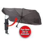 Effective heat protection for car interior with the deployed sunshade.