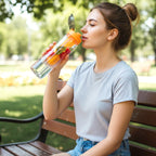 Leakproof sports water bottle with large capacity and easy carry strap