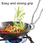 Rust-free stainless steel pakkad tong designed for lifting hot cookers