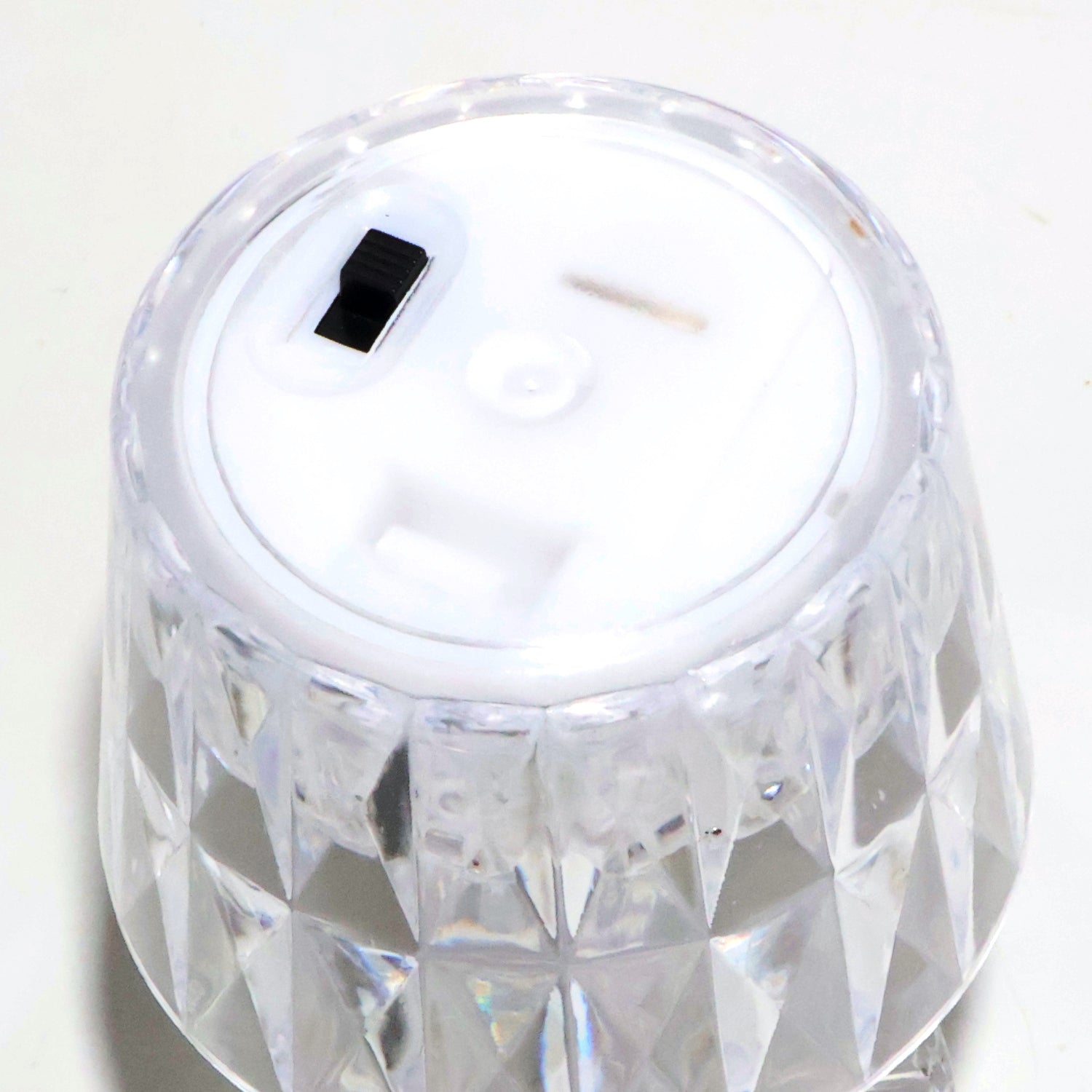 Crystal-effect LED mini lamp emitting soft warm light for home décor and festive use.