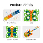 Back view of the butterfly musical toy, highlighting its compact size.