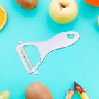 Kitchen knives showcasing marble coated blades and non-slip handles
