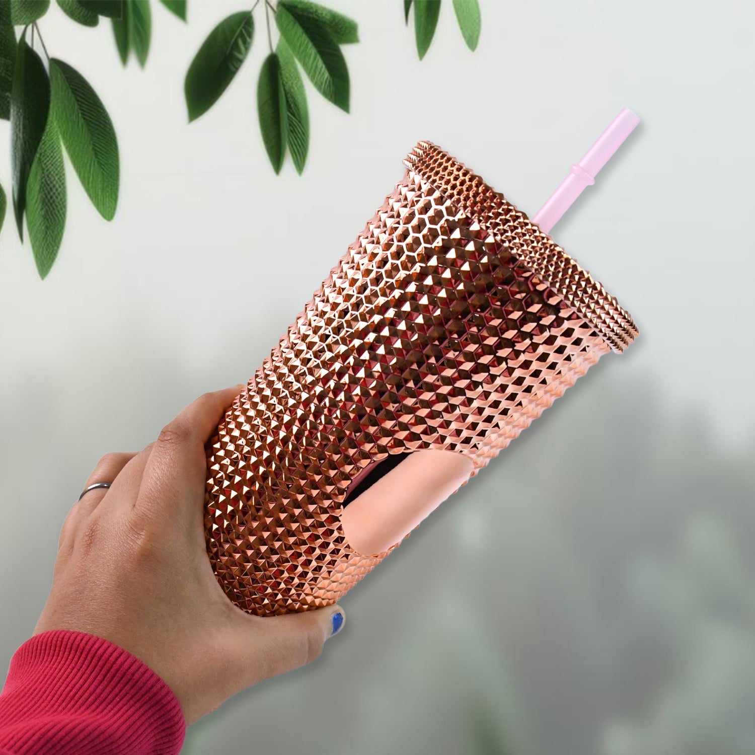 BPA-free studded tumbler fitting in standard car cup holder for commute