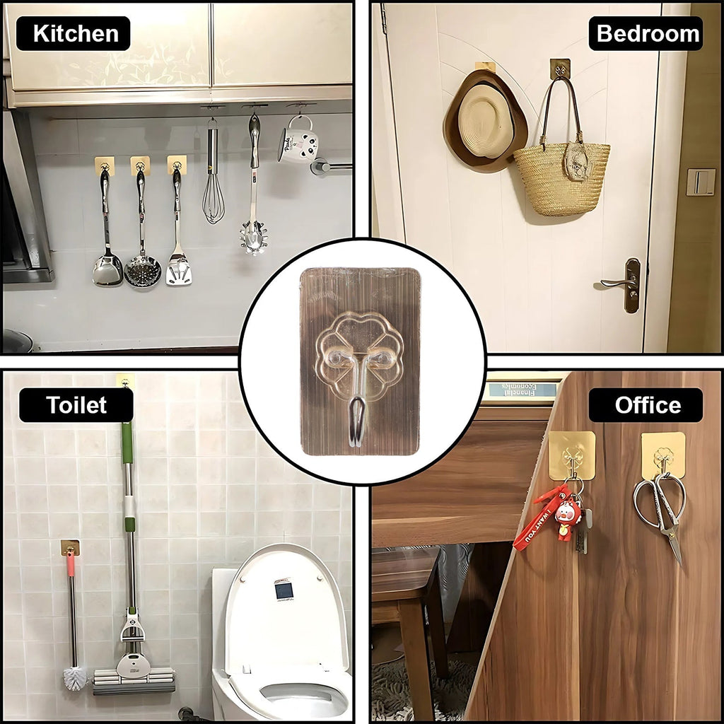 Utility transparent adhesive hook for kitchen and bathroom