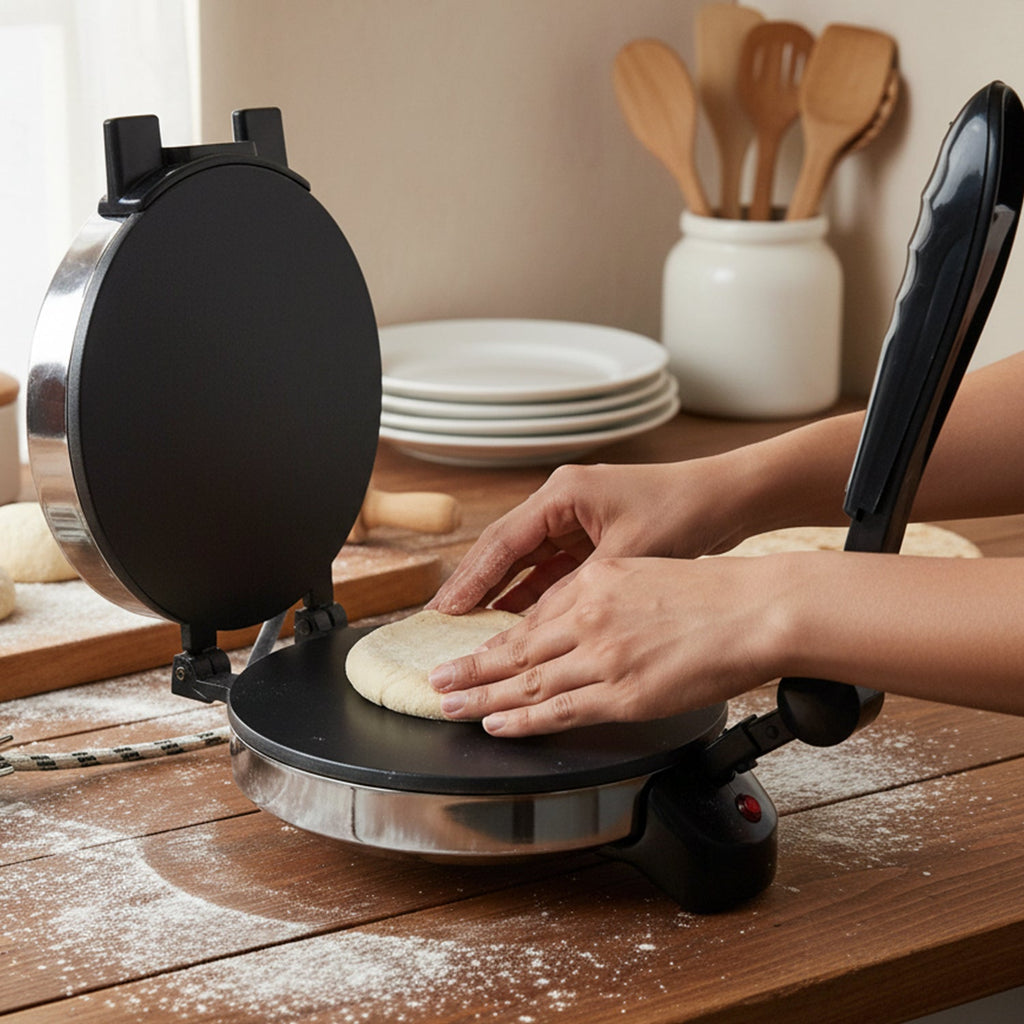 Stainless steel electric roti maker machine for home kitchen use