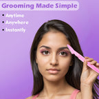 Ergonomic design of the eyebrow shaper razor, highlighting its comfortable non-slip handle.