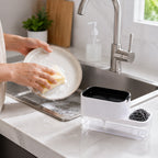 Ventilated sponge holder containing a yellow sponge for quick drying