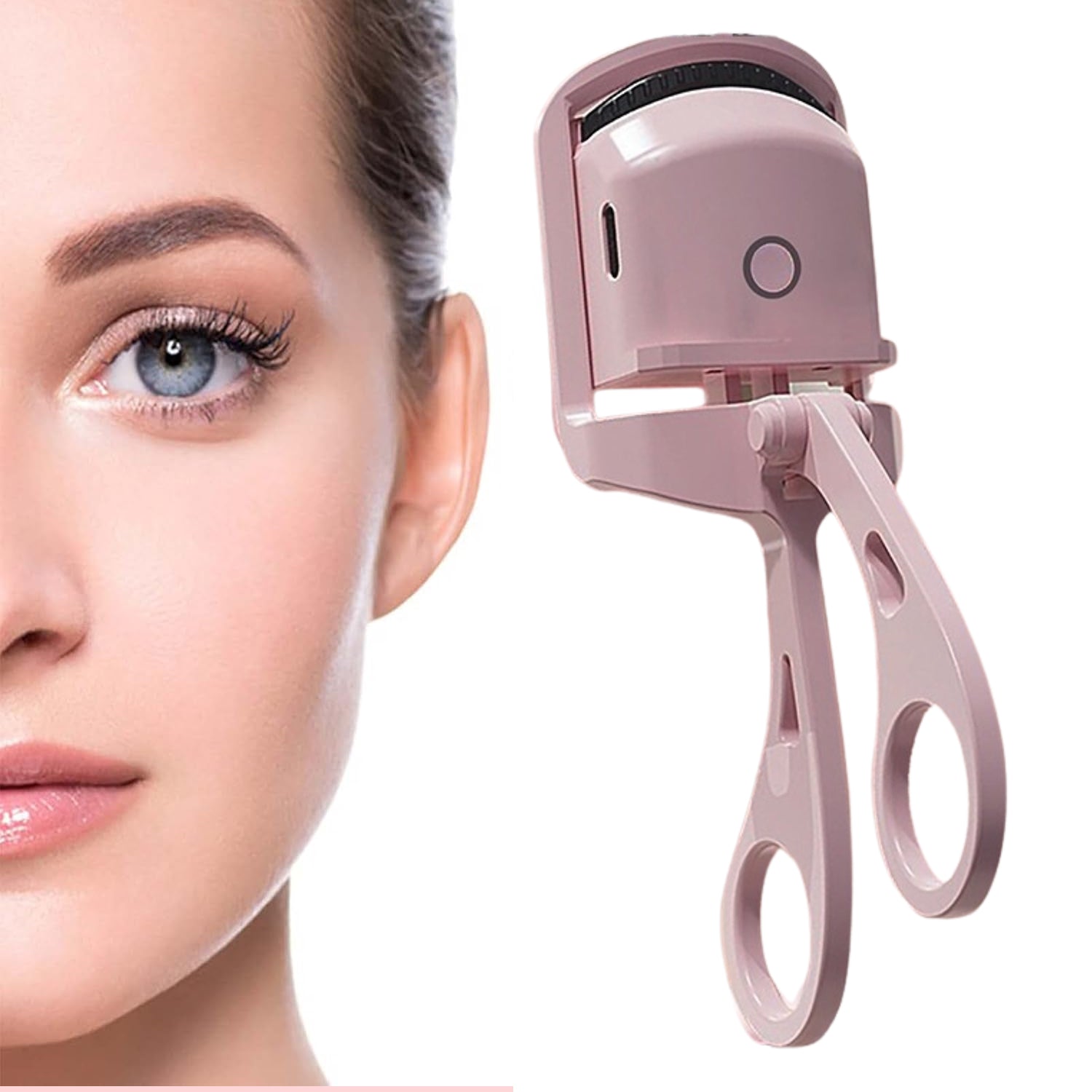 Long-lasting heated eyelash curler featuring its protective silicone pad.