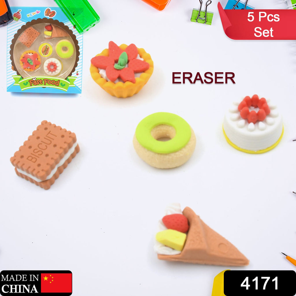Close-up of cute 3D fast food erasers showcasing intricate details.