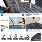 Compact and portable tubeless tyre repair kit for emergency roadside fixes.