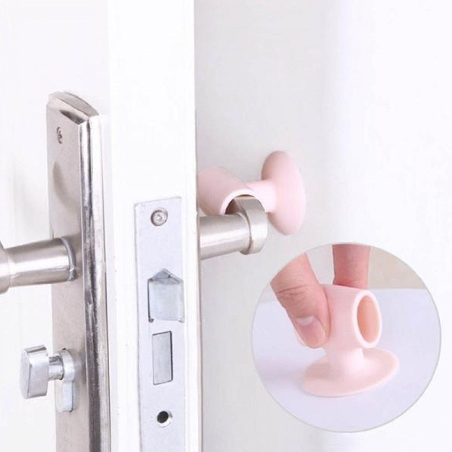 Silicone door stopper holding keys and cables neatly