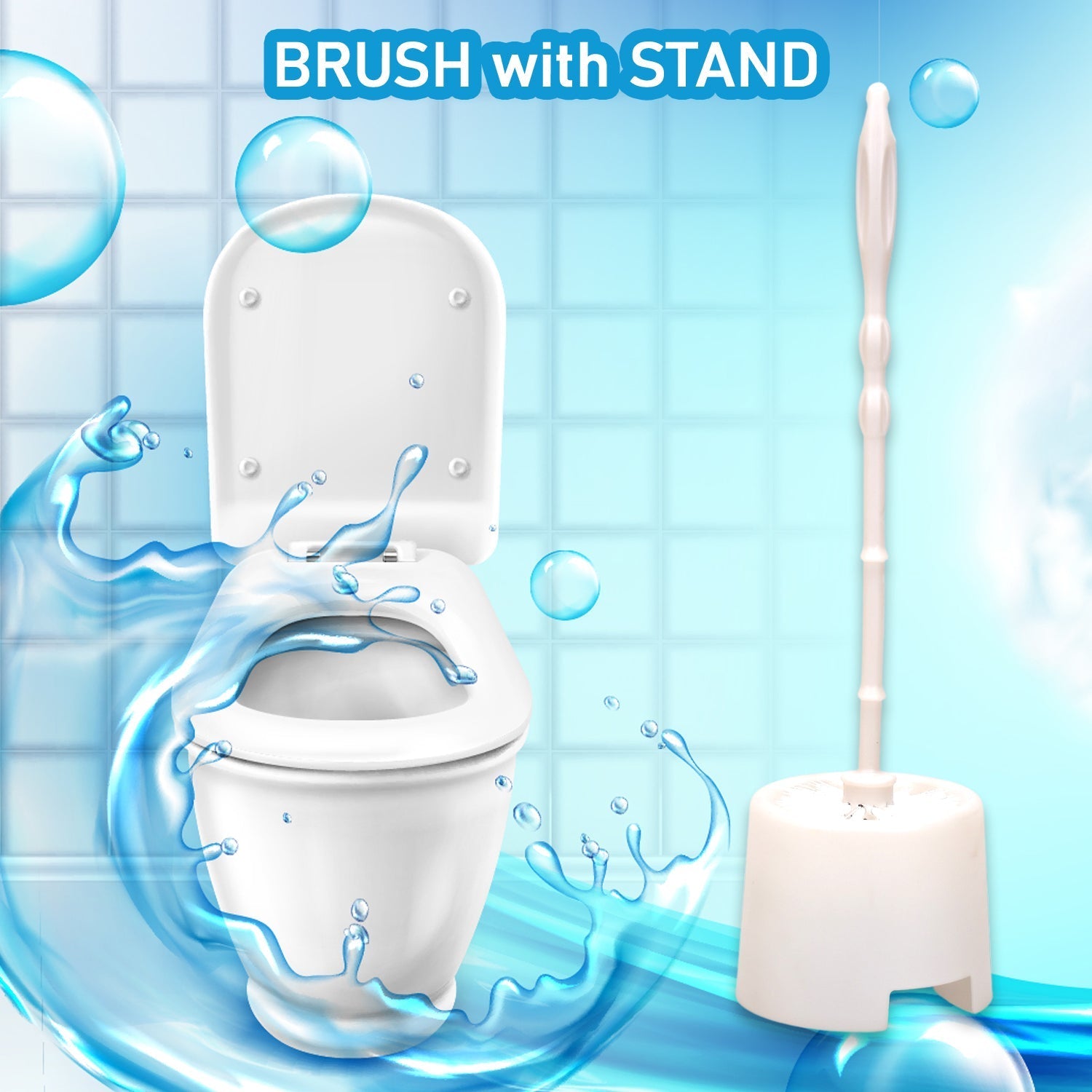 Close-up of the Pro Clean toilet cleaning brush and its potted holder.