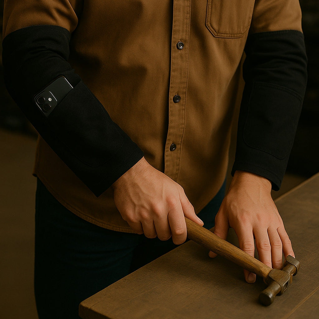 Pair of durable protective arm sleeves with reinforced elbow padding