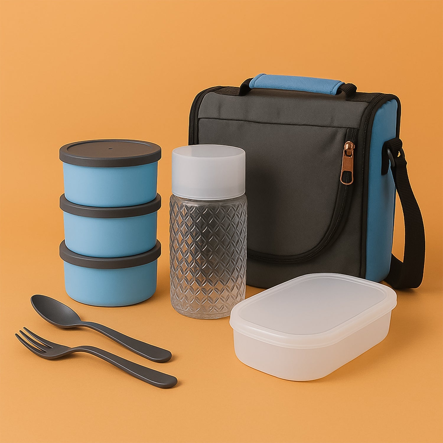 Close-up of the secure locking system and steel interior of the lunch box.