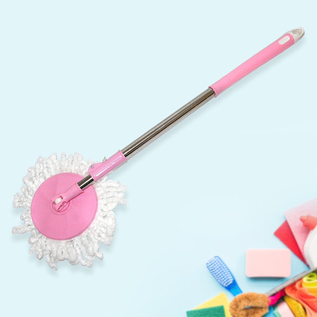 Adjustable stainless steel mop rod with height locking mechanism for comfort.