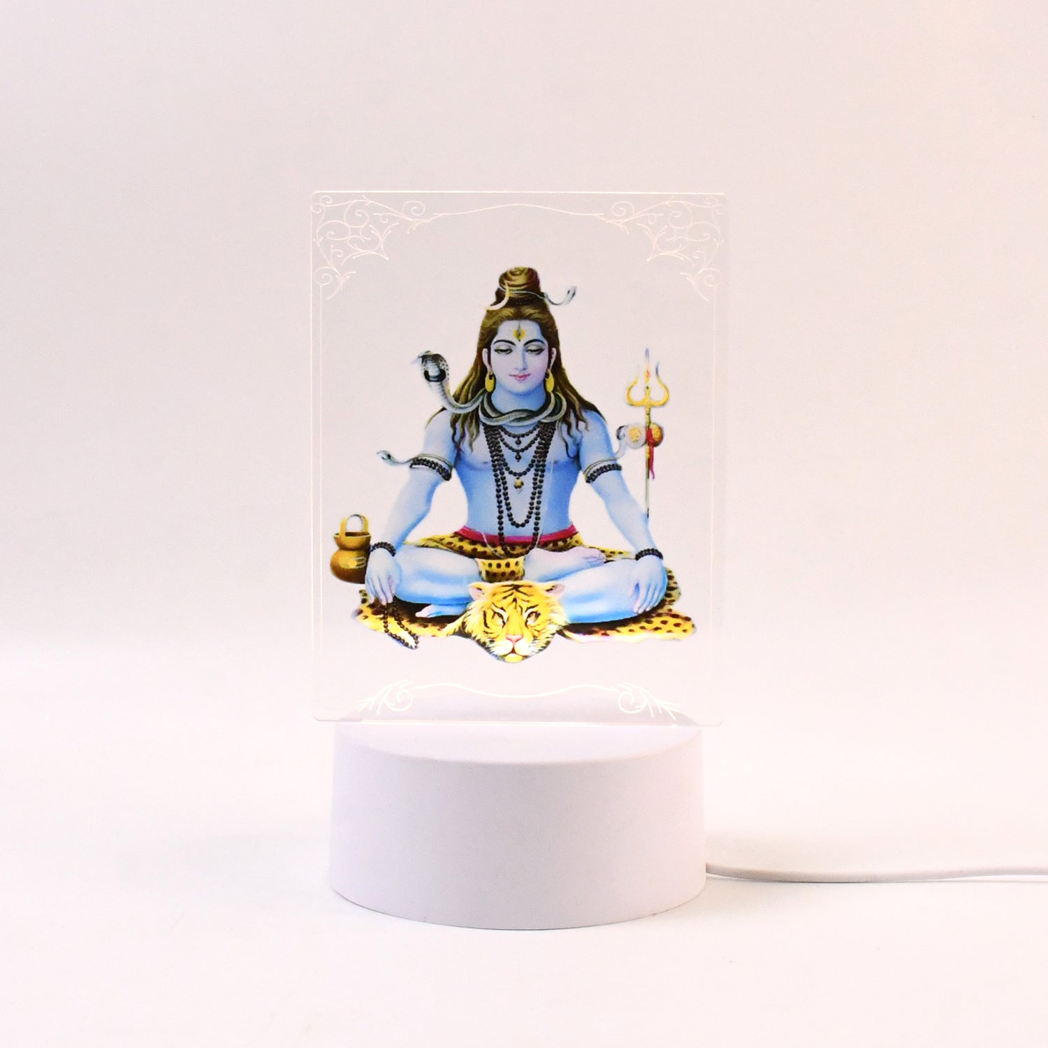 Intricate UV printed details visible on Lord Shiva 3D LED frame