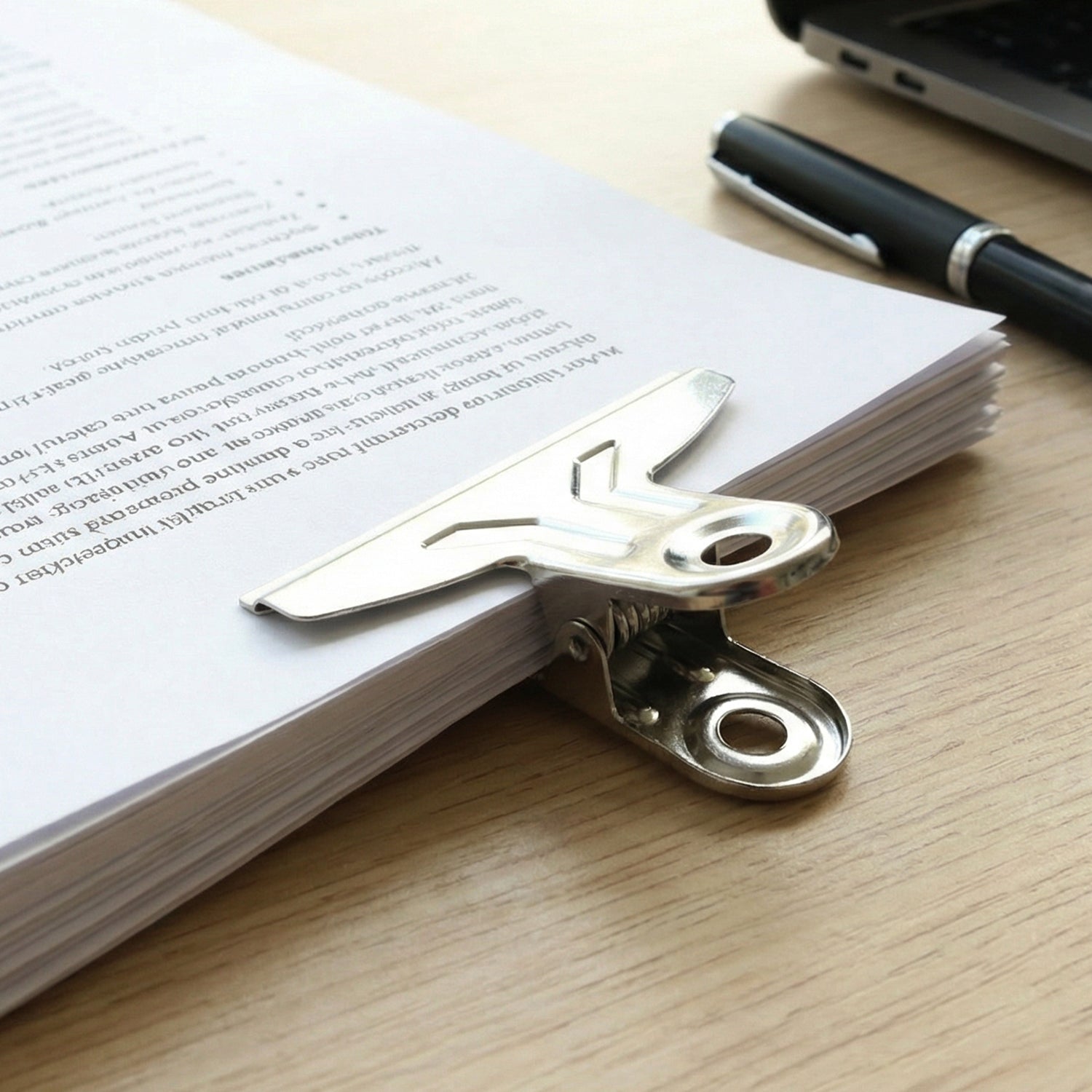 Flat grip metal stationery clips for neat document alignment