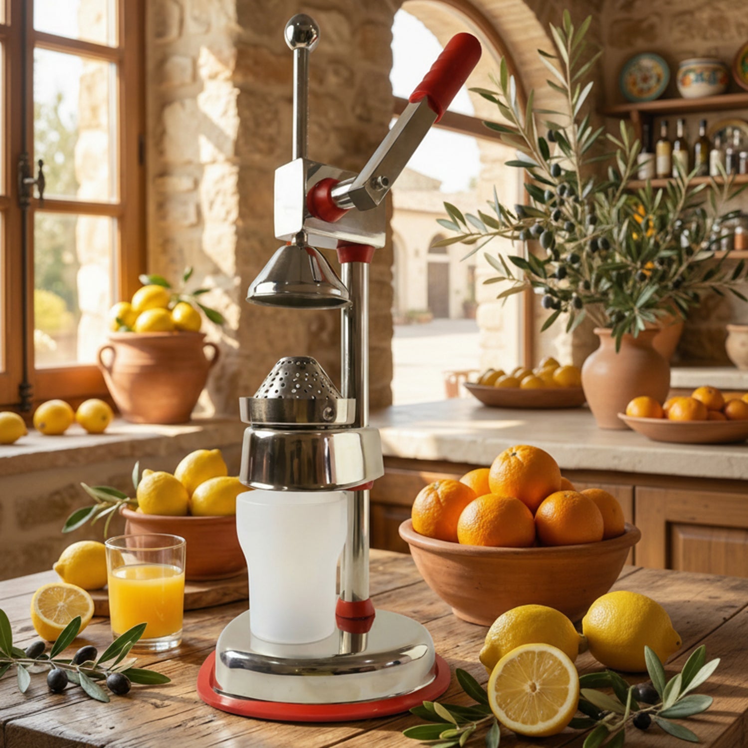 Manual fruit juicer designed for citrus fruits like lemons and oranges