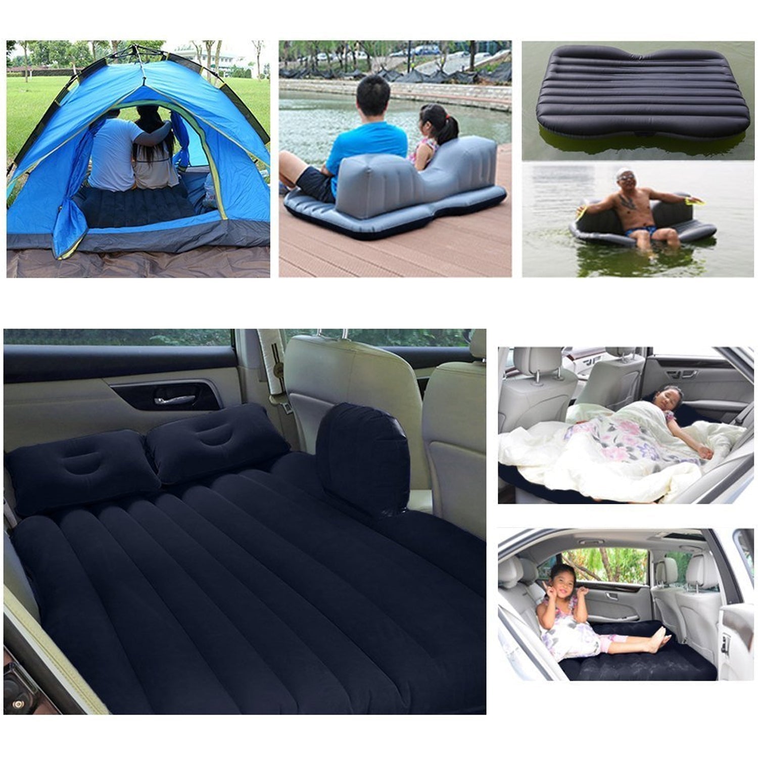 Detailed view of the easy-to-use air pump included with the inflatable car bed.