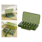 Separated daily pill trays from the 21-grid pill container, ready for individual use.