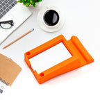 Multi-functional plastic business card and mobile holder in use