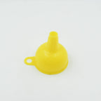 Bright yellow silicone funnel, a practical and colorful addition to any kitchen.