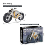 Various metal pieces and connectors for the creative bike construction set.