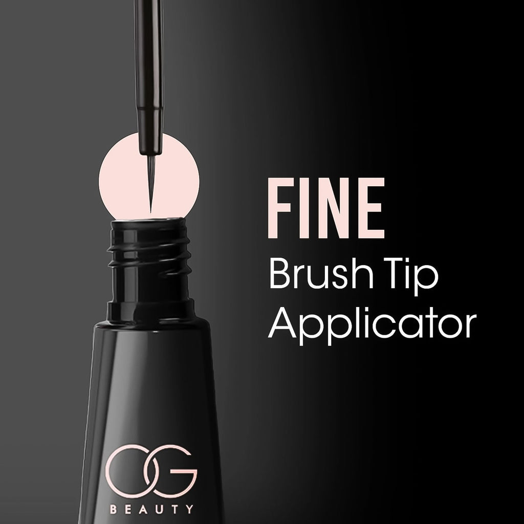 Liquid eyeliner applicator pen with precision brush tip for smooth lines