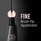 Liquid eyeliner applicator pen with precision brush tip for smooth lines