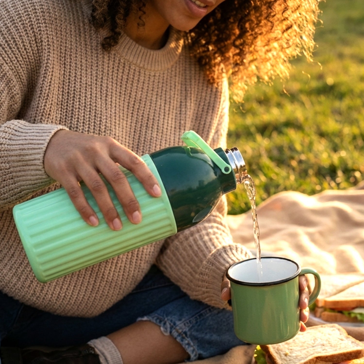 Gym water bottle insulated for hot and cold beverages, 1700ml capacity