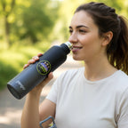 Modern insulated water bottle in stainless steel