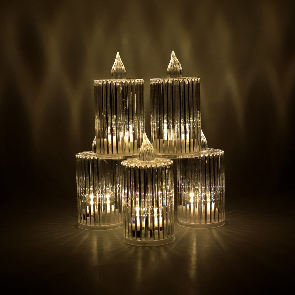 Decorative LED flameless candle light casting ambient glow indoors
