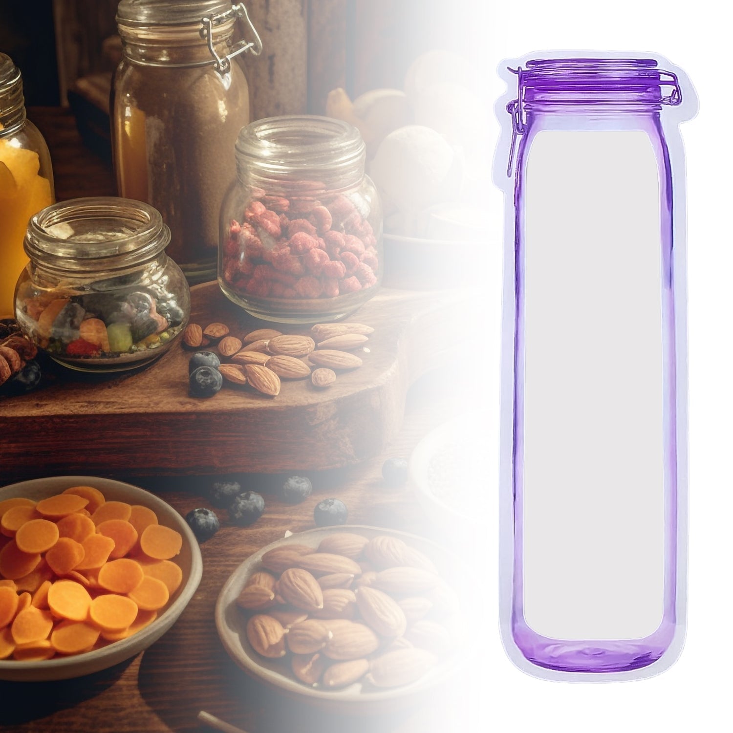 Empty clear reusable ziplock food storage bag for kitchen use.