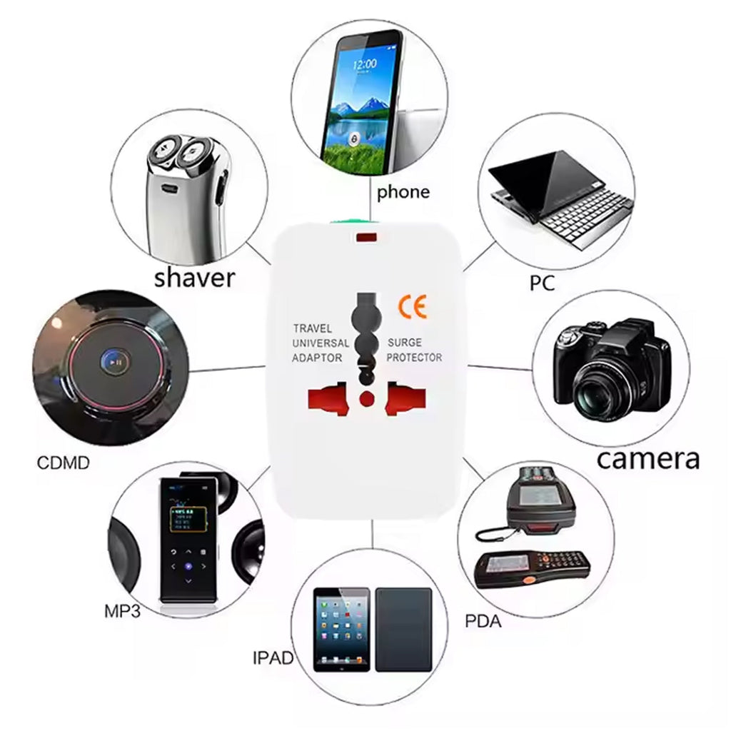 Compact side profile of universal travel adapter ideal for travel